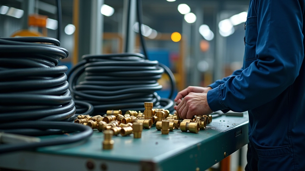 Industrial hydraulic hose assembly workstation
