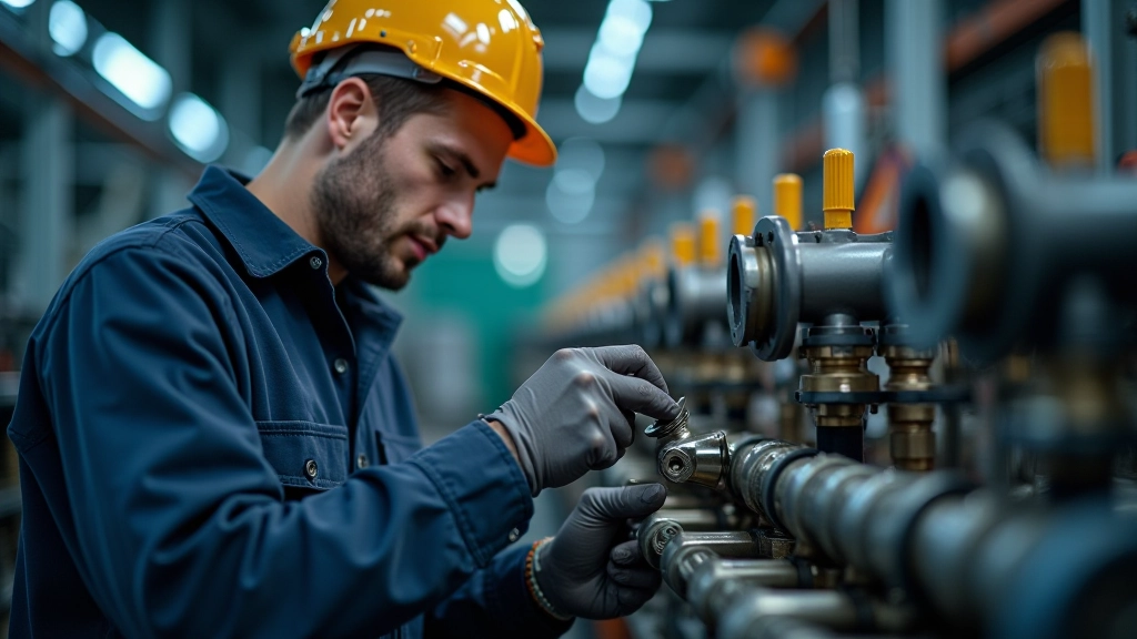Technician performing hydraulic system maintenance