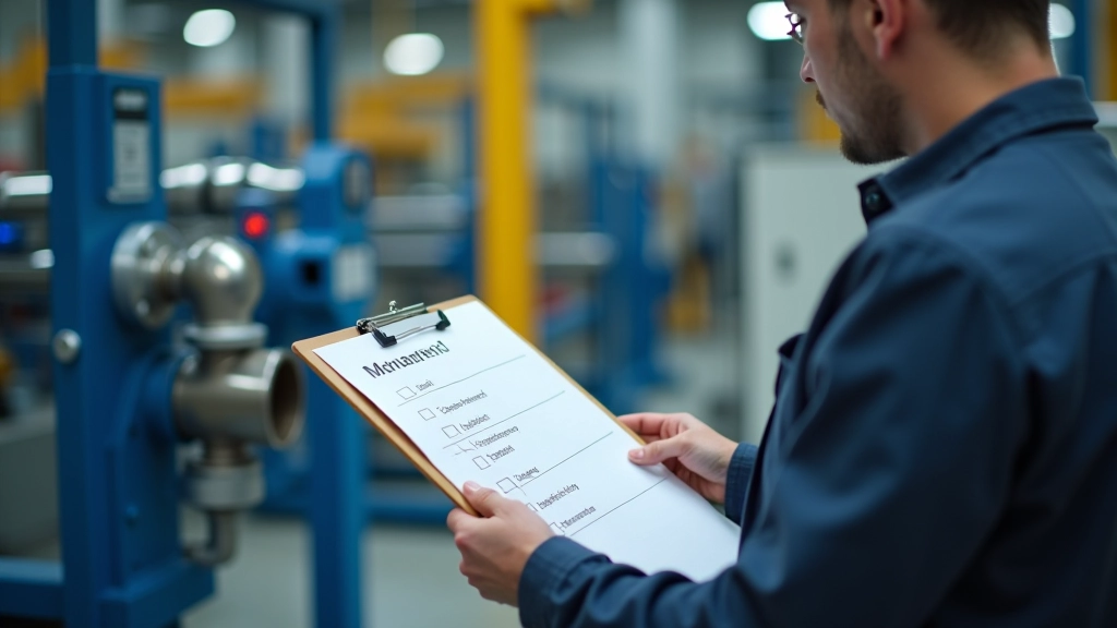 Maintenance clipboard with hydraulic system inspection checklist, technical documentation, and brass fitting components
